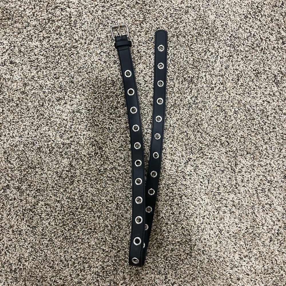 Black Belt with Silver Eyelets